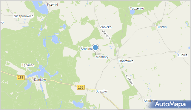 mapa Machary, Machary gmina Strzelce Krajeńskie na mapie Targeo